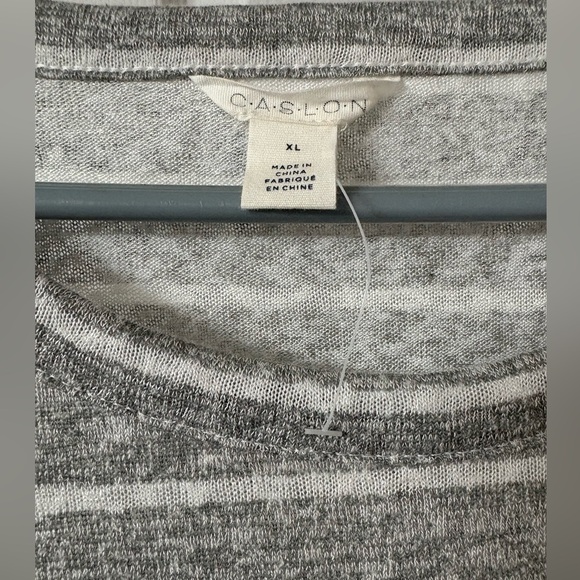 *CASLON Shirt Top Gray Striped Round Neck 3/4 Sleeves Rayon Blend Women XL NEW - Picture 4 of 8